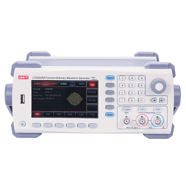 25MHz, 2채널 함수발생기, UTG2025A, 125MS / s 샘플 속도, 14 비트 수직분해능